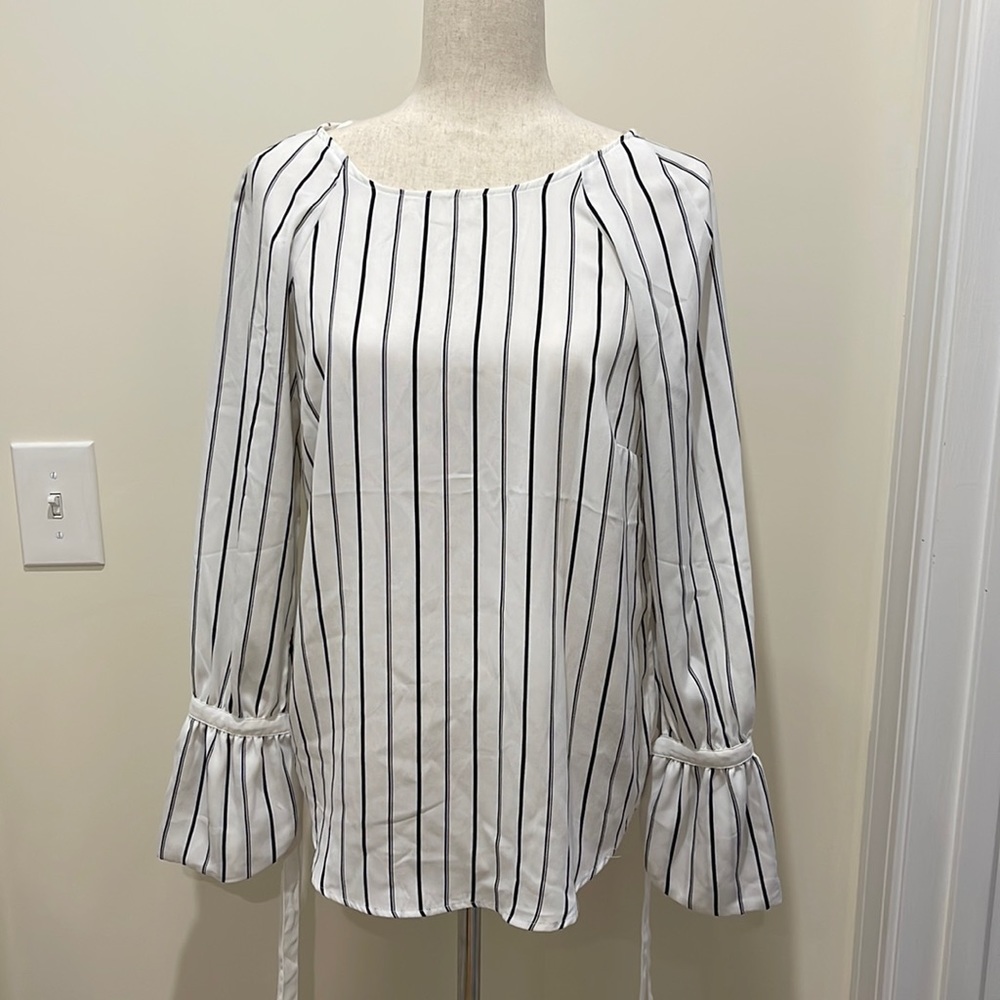 Black and white striped blouse